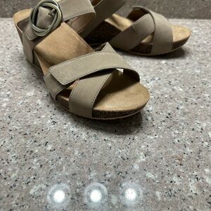 Beautiful Dansko leather wedge adjustable sandals.  Worn once.  Super condition